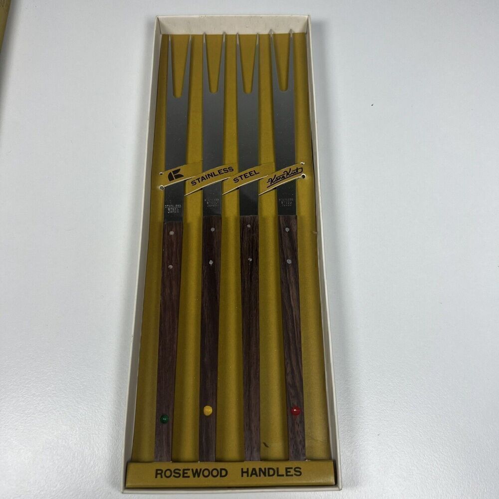 Fondue Forks Stainless Rosewood Kane Kutlery Color Dot No. 329 Japan Vintage